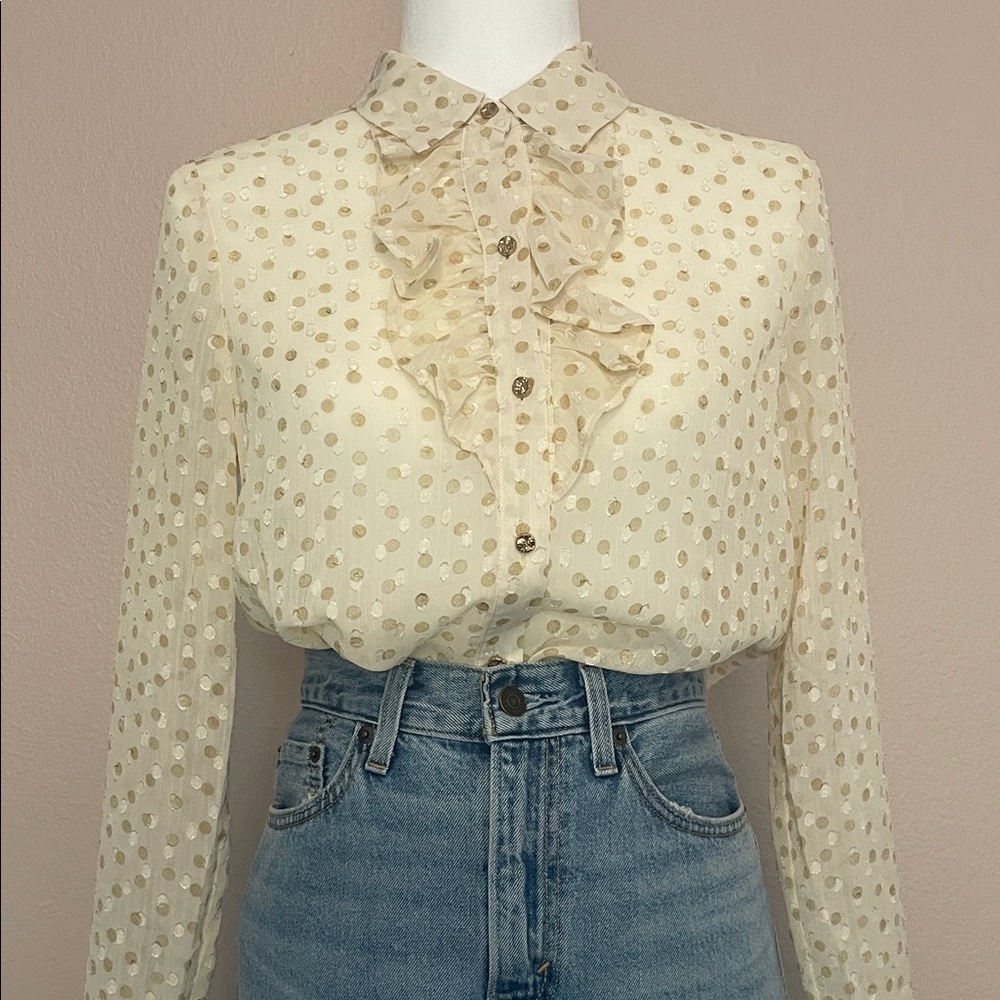 Rachel Zoe Cream Polka Dot‎ Blouse